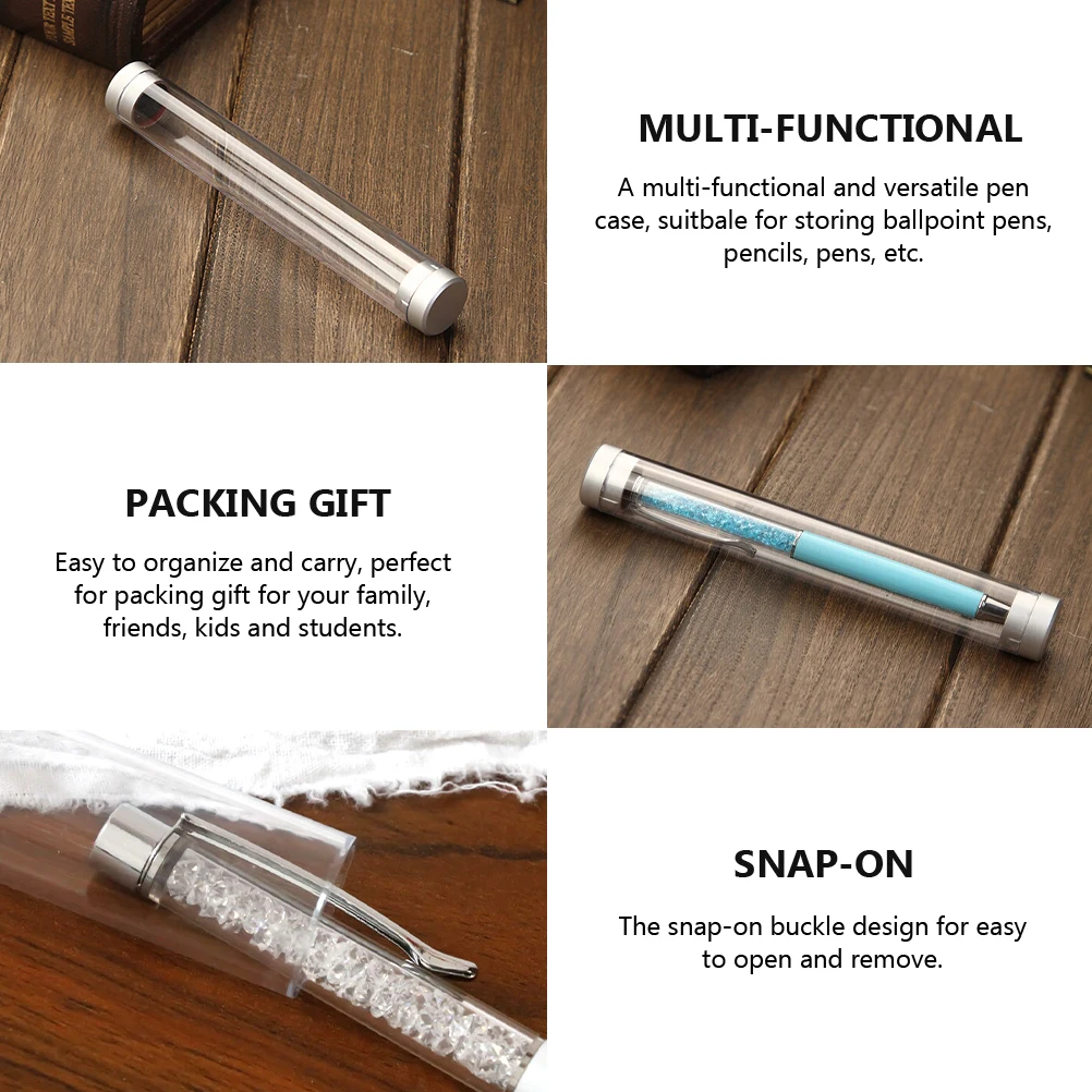 

8 Pcs Plastic Pen Box Cylinder Pencil Storage Case Ballpoint Pen Student Stationery ganizer Sealed Kids Gift