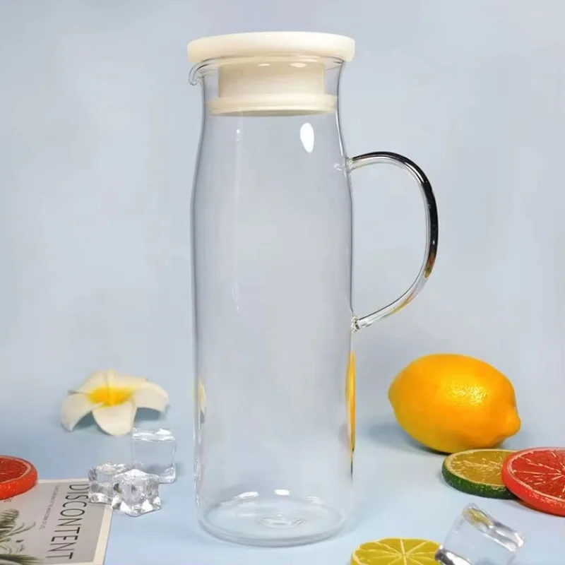 Large Capacity Glass Cooling Kettle with Lid Handle and Filter - Premium Drinks with Stylish Design