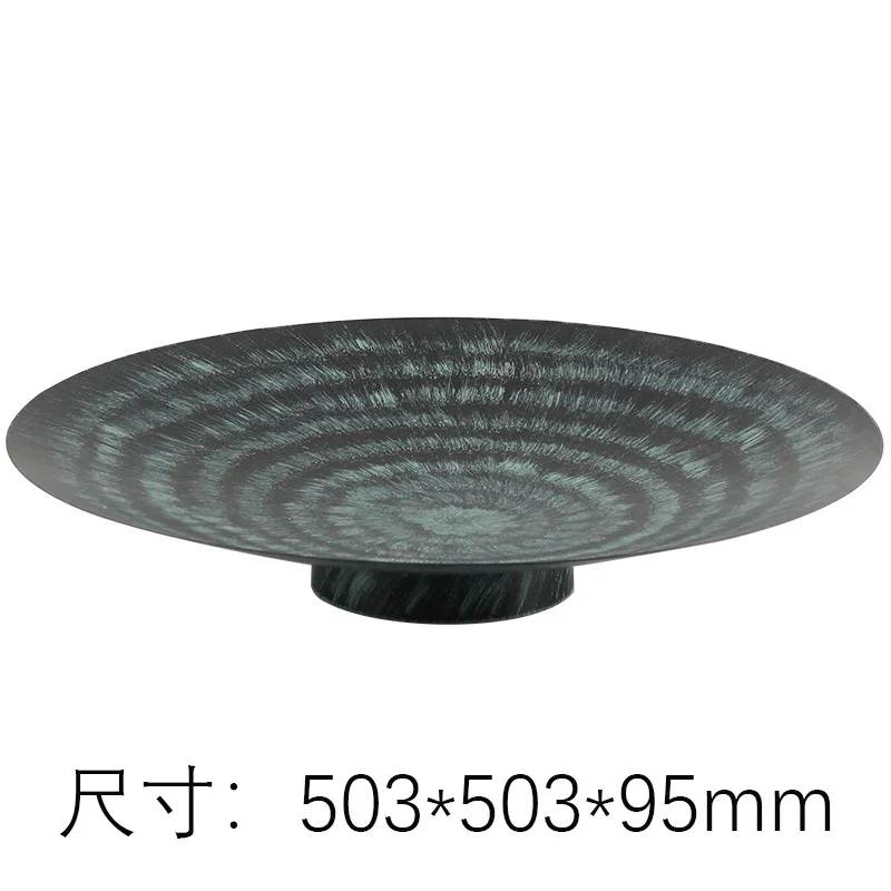 Round retro mottled ring fruit plate ornament wabi sabi art hotel cafe snack nut shallow dish ornament