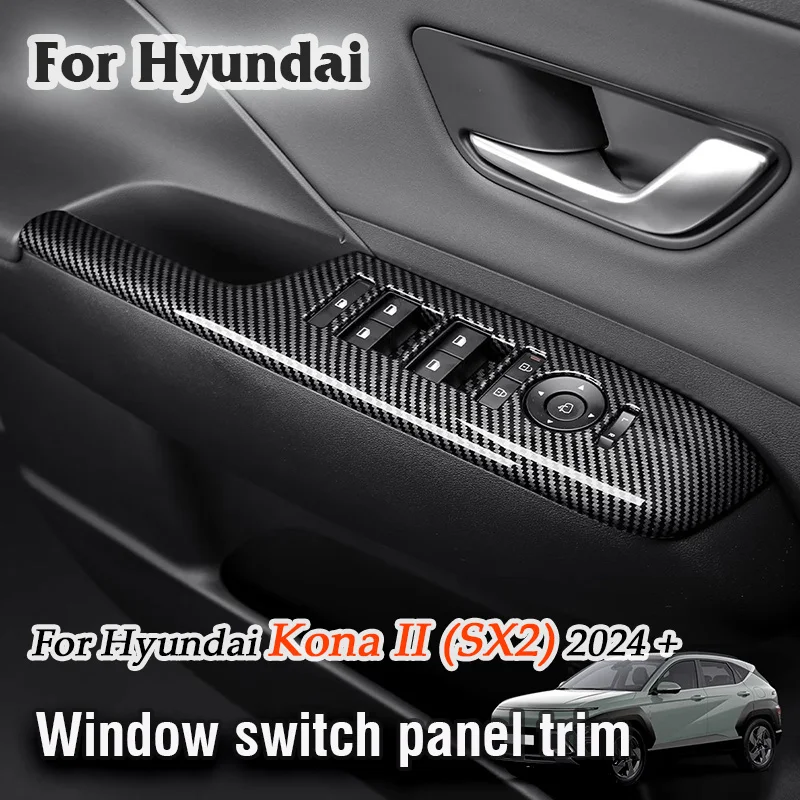 

For Hyundai Kona II SX2 2024 2025 Car Window Switch Panel Trim Glass lift armrest Decorative Scratch proof sticker Accessories