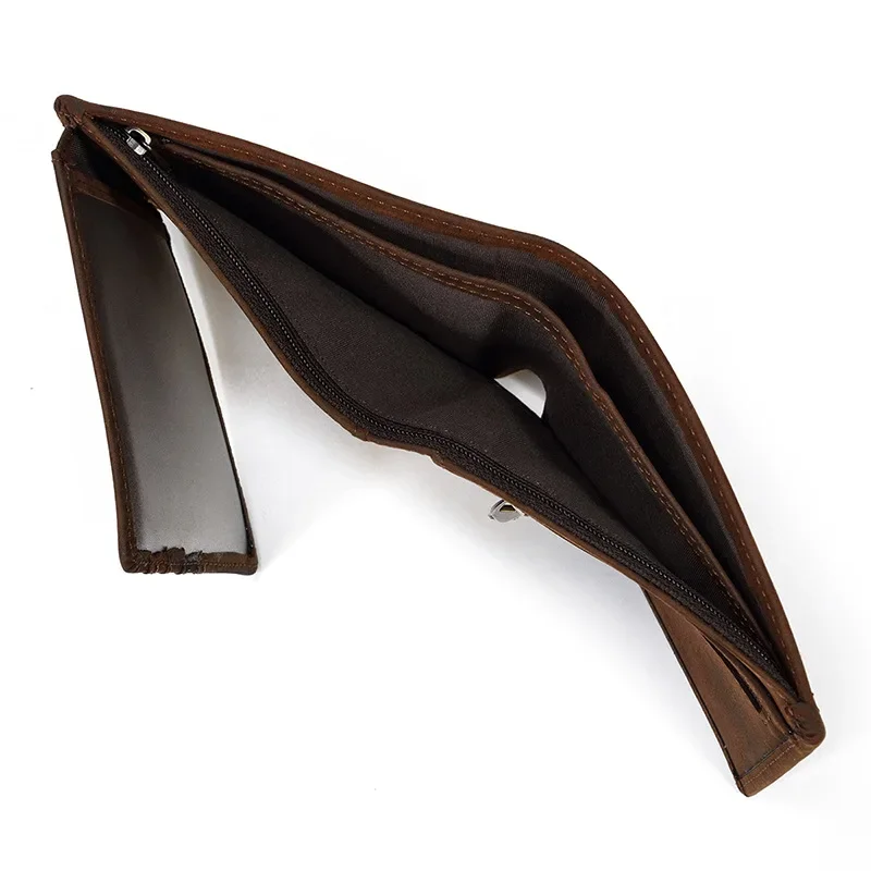 2025 موضة جديدة رجال الأعمال جنون الحصان الجلد محافظ جلد طبيعي قصير المنظم محفظة الصبي العلامة التجارية الفاخرة حامل بطاقة محفظة #4