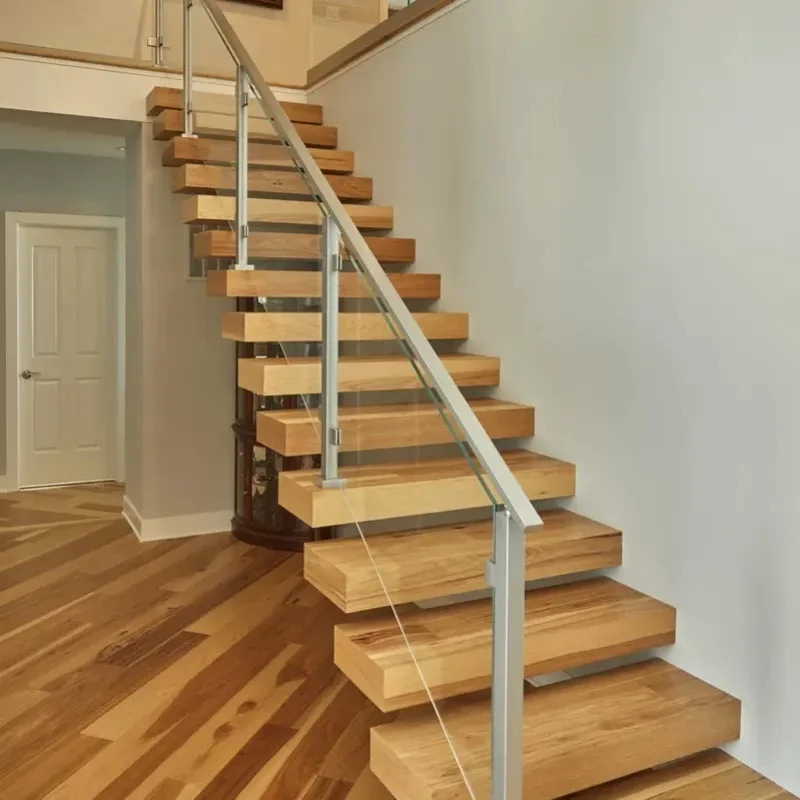 custom.Customized Modern Light Luxury Floating Staircase Suspended Steel Wood Stone Panels Stair Renovation Glass Glass