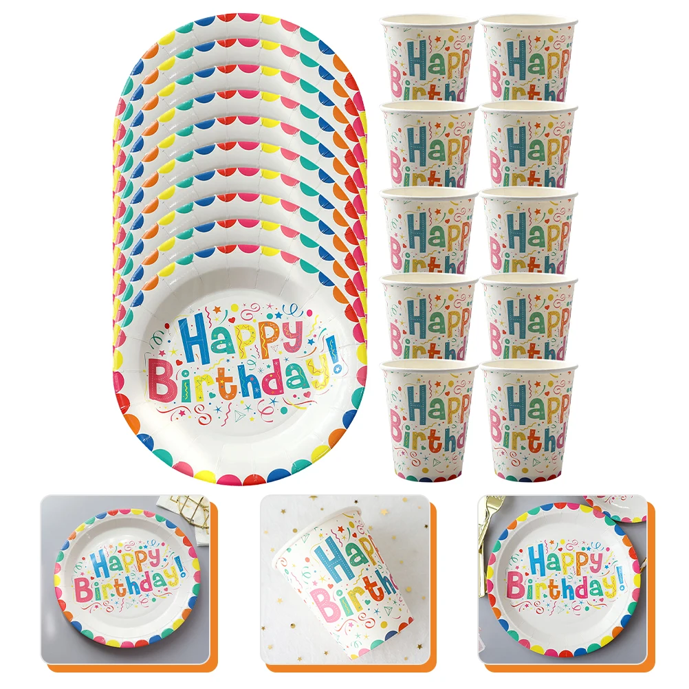 

1 Set Birthday Party Dinnerware Disposable Paper Plates Cups Creative Design For Dried Flower Nail Art Handicraft Decoration