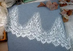 25cm width Eyelash French Lace Trim White Wedding Lace Underwear Lace