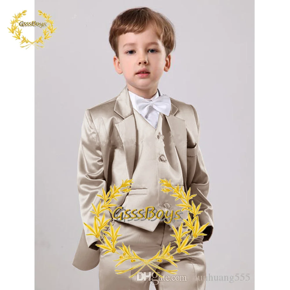 Khaki Boy Suit Wedding Tuxedo Kid Jacket Set Child Blazer Pants 2 Piece Set 3-16 Years Old Custom Clothes