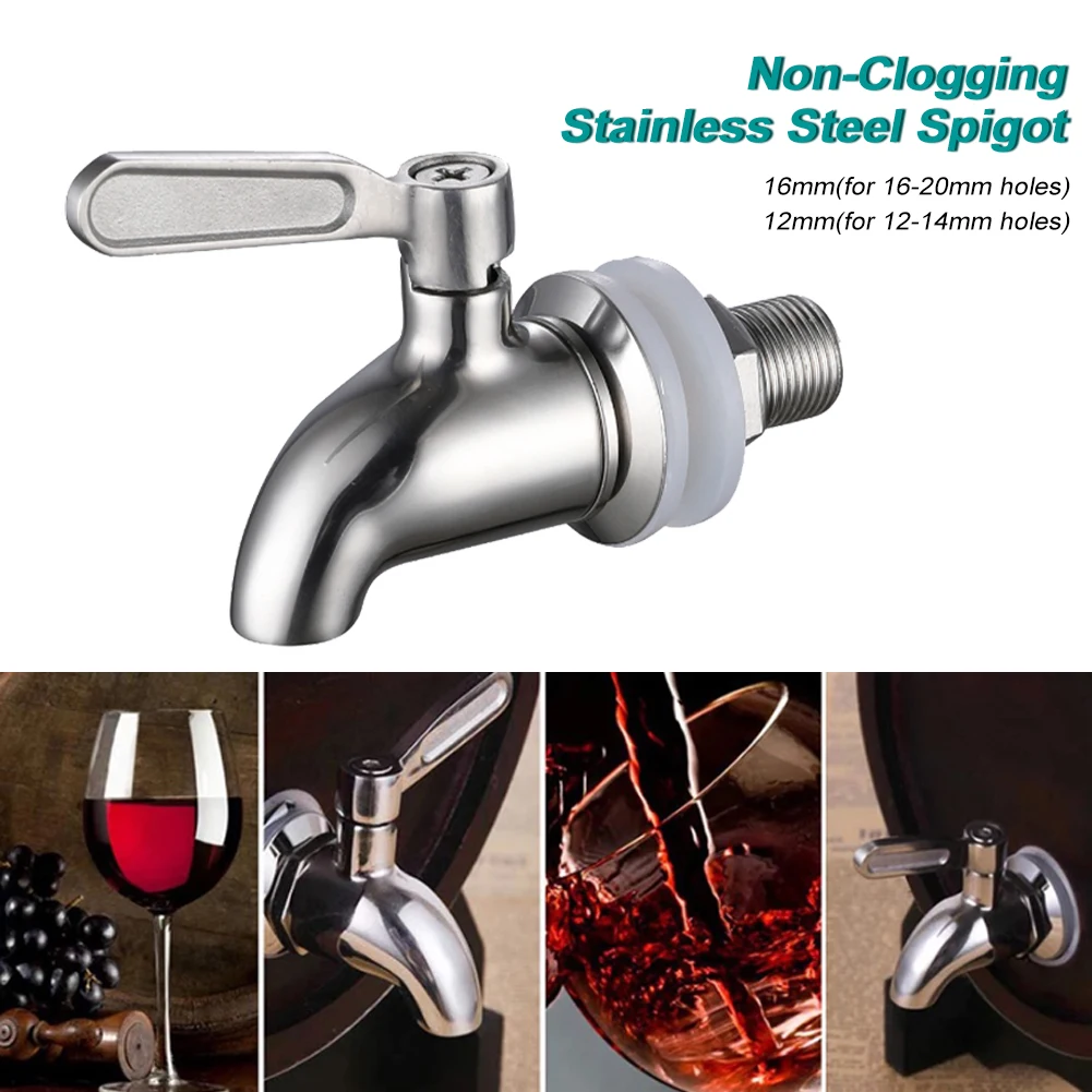 Stainless Steel Wine Barrel Faucet Tap For Beverage Juice Hot Water Bucket Ball Valve Wine Jar 16mm/12mm Home Bar Accessories