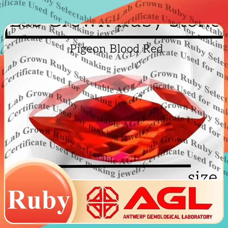 L-Lab Grown Ruby Loose Gemstones Pigeon Blood Red Marquise Cut Charm Beads for DIY Jewelry Selectable AGL CertificateDaily Wear