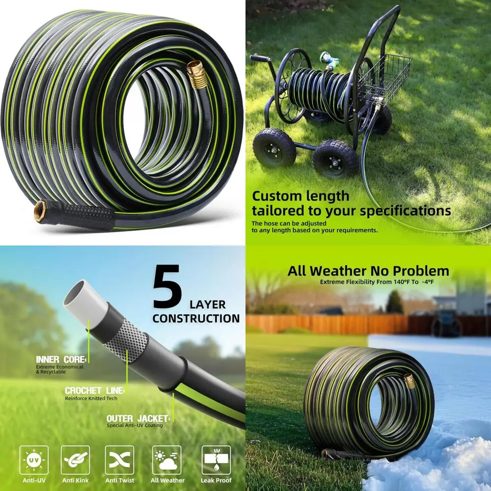 

Flexible 100ft Long Garden Hose - No Kink, Leakproof, Durable PVC, Heavy Duty with Male to Female Fittings