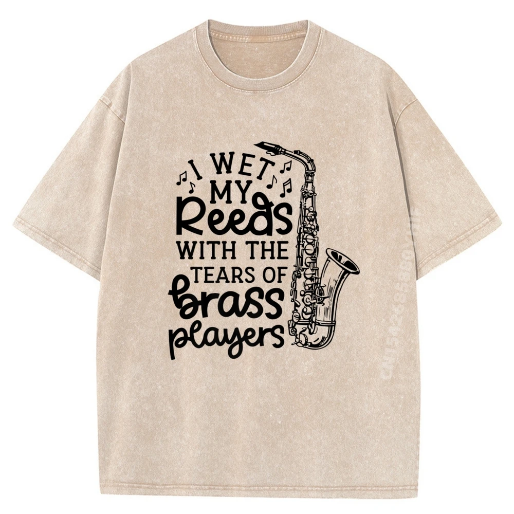 

I Wet My Reeds With Classic Mens Printed T-shirts Women Tops Tees Funny Tees Mens Retro Washed T Shirts