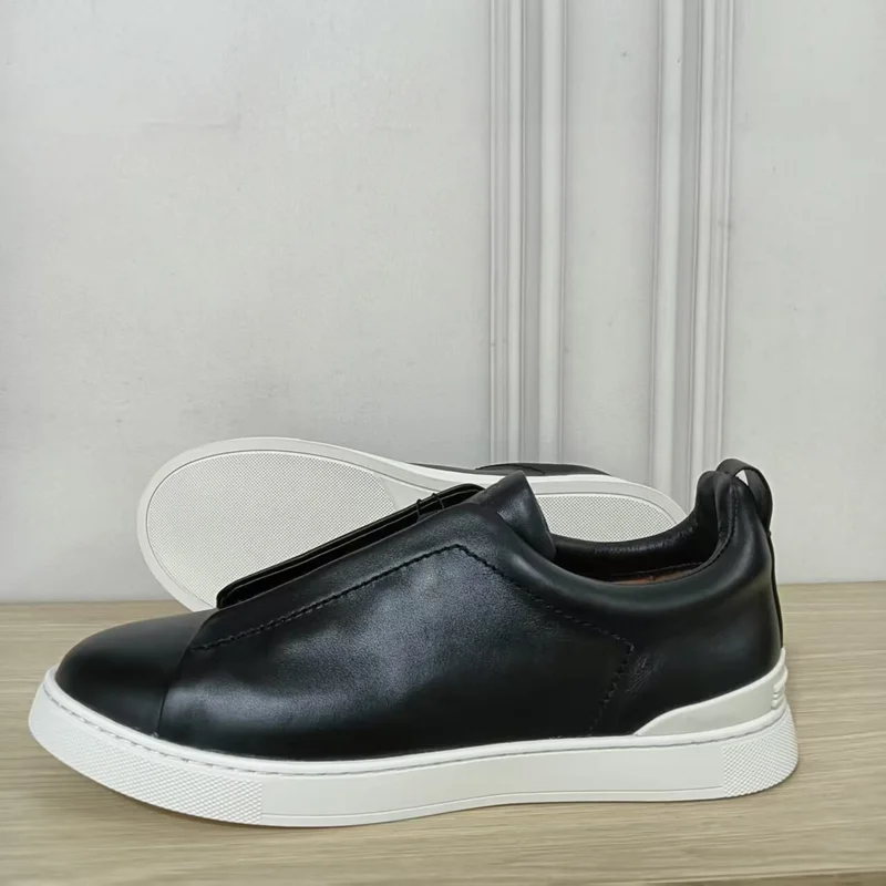 أحذية رجالية عادية أحذية تزلج جلد البقر مواسم شريط مرن متعطل المشي محرك جودة عالية جميع الجلود الأصلية #3