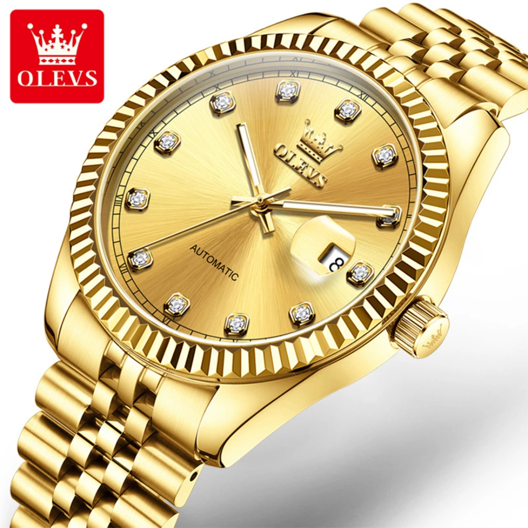 

OLEVS 6743 Бизнес Механические Часы Подарочный Ремешок Для Часов Из Нержавеющей Стали Наручные Часы Круглый Циферблат Календарь Светящийся