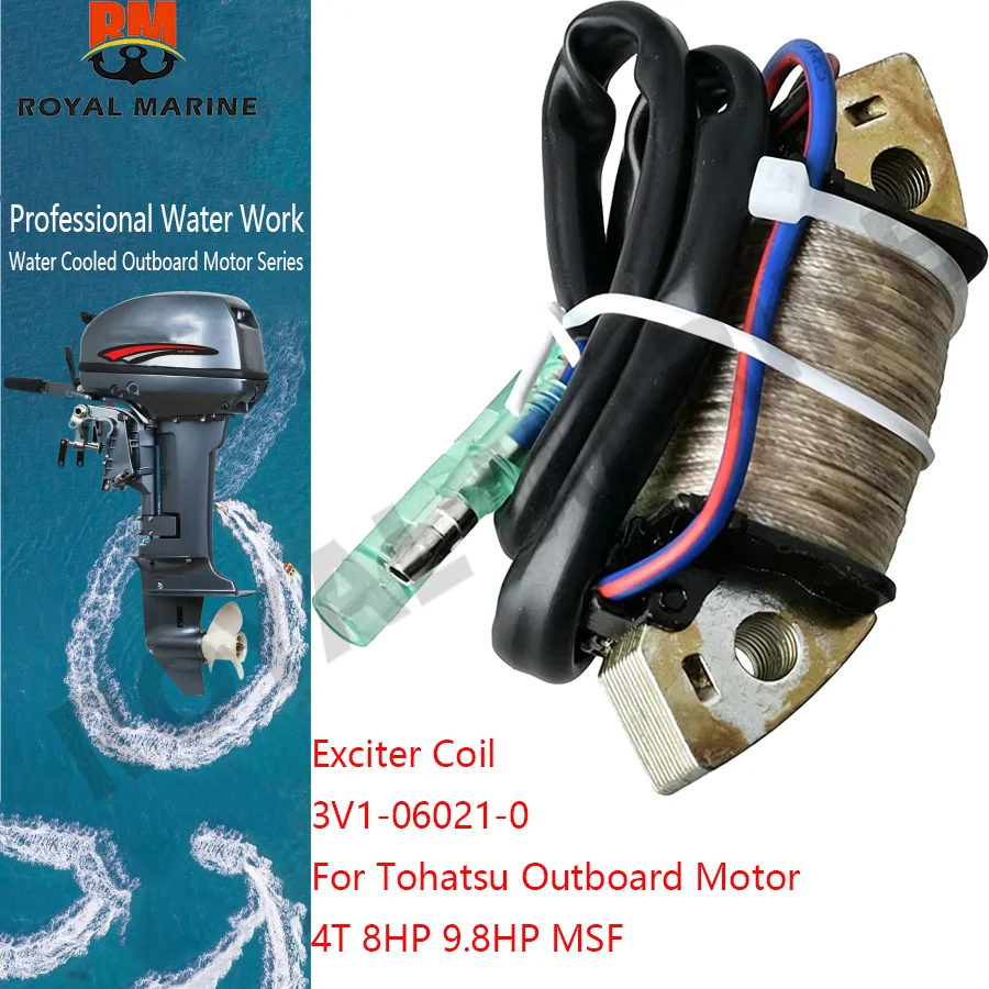 

Exciter Coil 3V1-06021 For Tohatsu Outboard Motor 4T 8HP 9.8HP MSF 3V1060210M Charge Coil But Not for Battery Seapro 3V1-06021-0