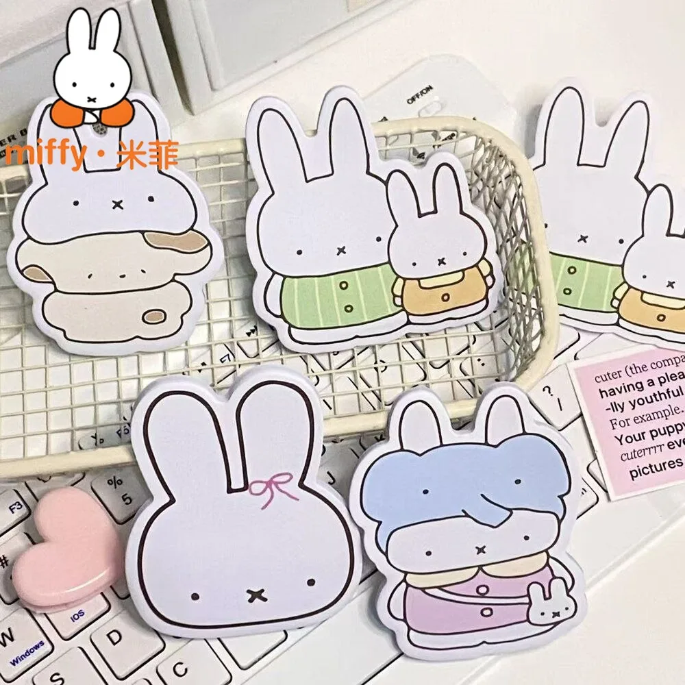 4 Pcs Miffy Sticky Notes Cute Cartoon Special Shaped Memo Pad Portable Notepad Student Study Message Record Office Stationery