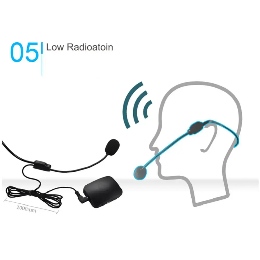 1 Set FM Wireless Headset Microphone FM Radio Amplifier FM Transmitter Headset With Both Headset MIC Collar Clip-On MIC