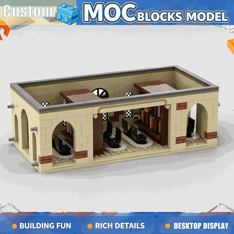 573PCS Wizard Library Study Room Modular Building Blocks MOC Creative Model Custom Puzzle DIY Assembly Educational Toy Xmas Gift