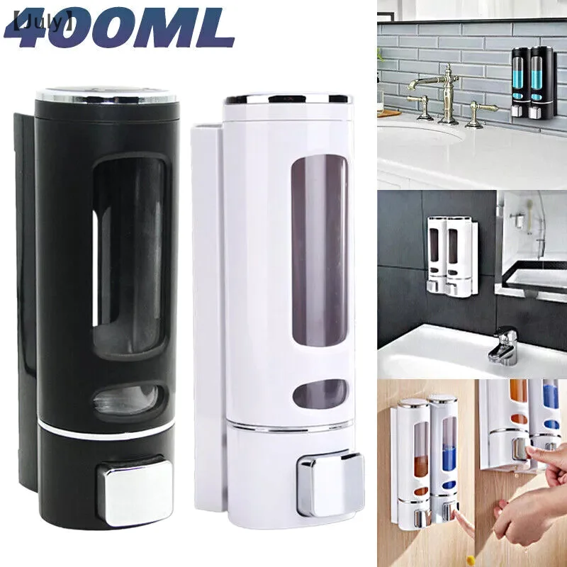 (7월) 400ml 샤워 비누 디스펜서 벽걸이형 샴푸 및 컨디셔너 디스펜서 접착식 손세정액 디스펜서