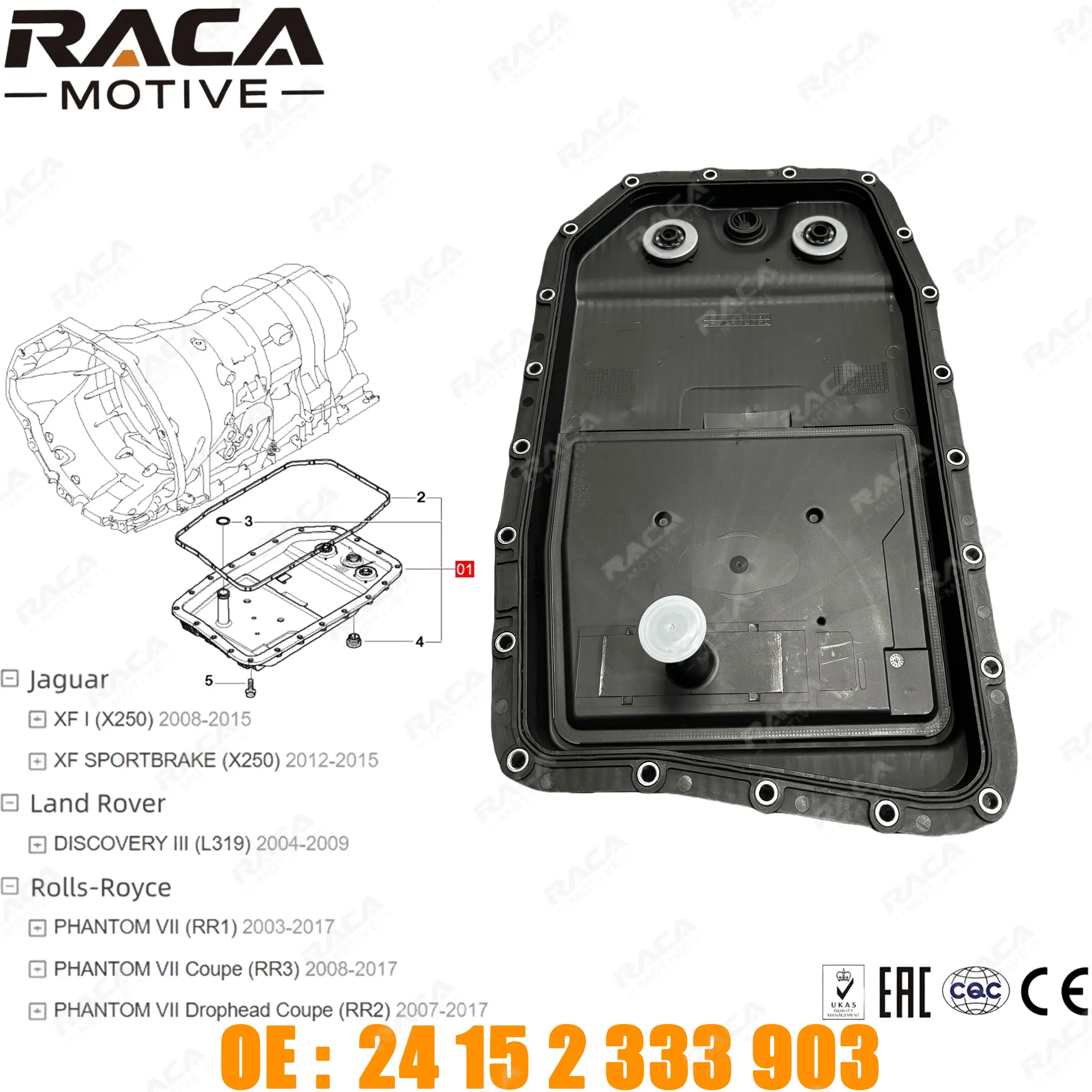 

Automatic Transmission Oil Pan for Rolls-Royce Rr1 Rr2 Rr3 2003-2017 Land Rover Range Rover L322 L320 Discovery L319 Jaguar Xf X250 Xk X150 X100 Xj X351 Lr007474 24117571227
