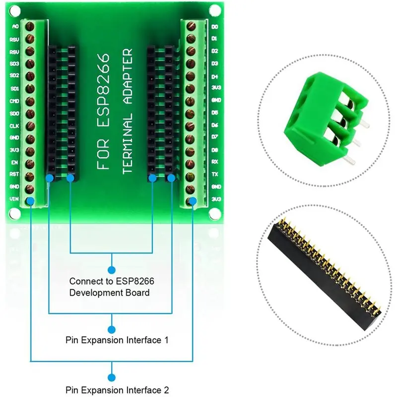 ABKQ-5X Breakout Board Expansion Board GPIO 1 Into 2 For 38 Pins ESP-12E Nodemcu Development Board