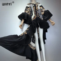 Robe Kaftan Maxi Bohème WINYI du Moyen-Orient, élégante, plissée, élastique, pour la plage, tenue de soirée de luxe, style Dubaï, Abaya 3