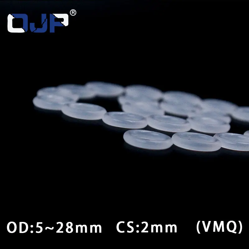 White Rubber Ring Silicone Seals CS2mm Thickness 5/5.5/6/6.5/7/7.5/8/8.5/9/9.5/10/10.5/11/11.5~28mm OD Silicon Oring Seal .-.