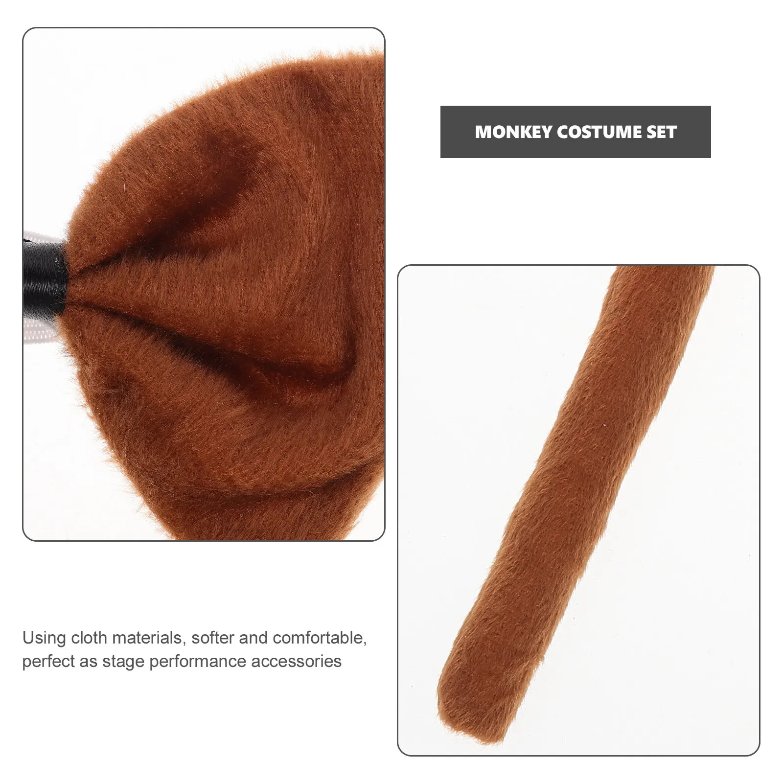 

1 Set Monkey Role Play Costume Set Animal Ears Headband Tail Bow Tie Halloween Party Festival Accessories Party Headband