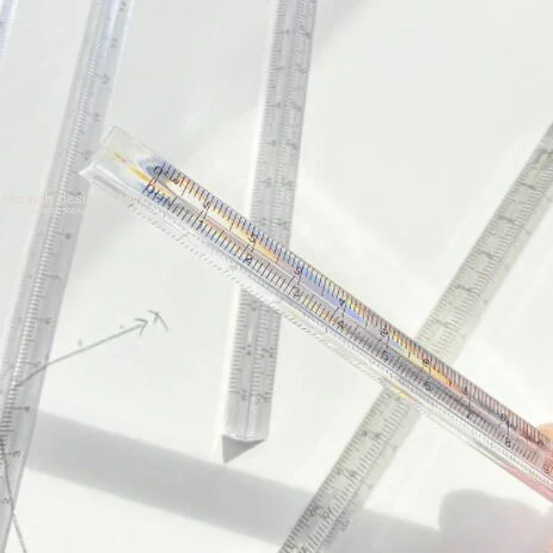 15/20cm Simple Transparent Triangular Straight Ruler Kawaii Tools School Stationery Cartoon Drawing Office School Measuring Tool