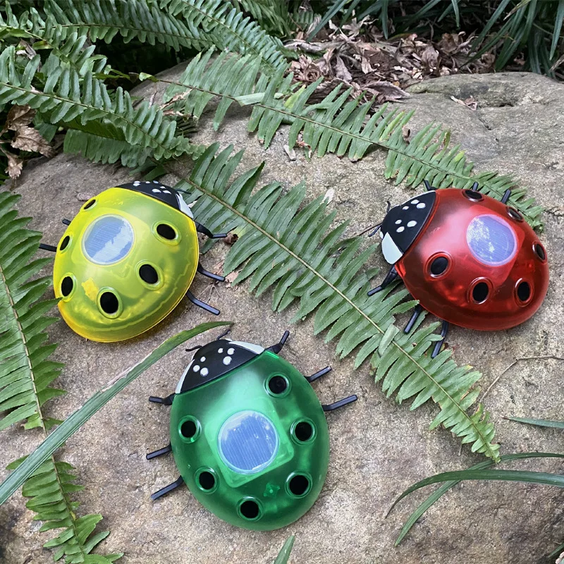 Ladybug  Garden Solar Lights Outdoor Waterproof Sun Lamp Backyard Landscape Lawn Deck Tree Faces Decor Solar Powered Fence Lamp