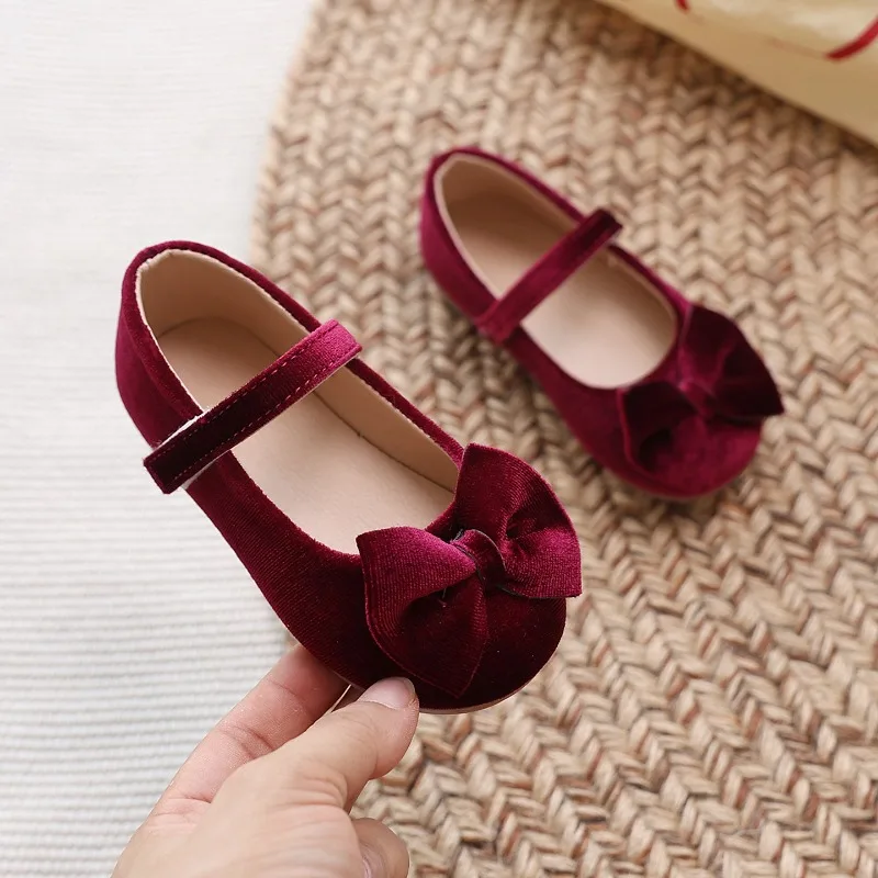 Children's Suede Single Shoes Toddler Flat Casual Shoes Princess Party Dress Single Shoes Student Dance Single Shoes Kids Shoes