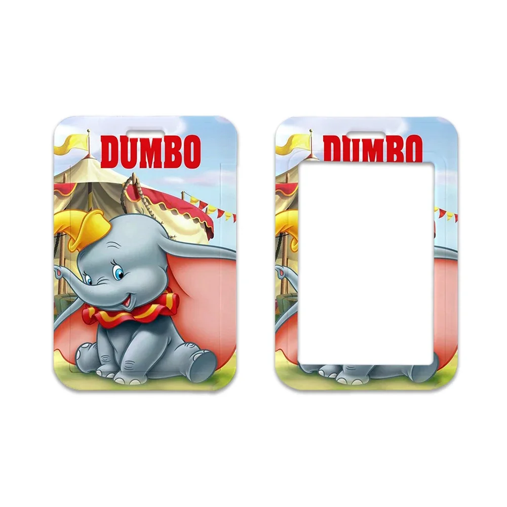 Mini Disney Cute Dumbo ID Card Holder Lanyards Retractable Clip Neck Strap Credit Card Case Badge Keychain Holder