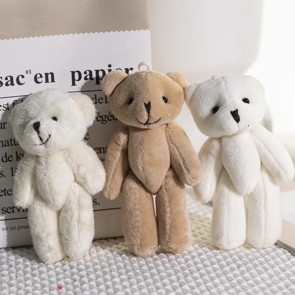 

9cm Mini Bears Plush Toys Joint Movable Bear Cute Teddy Bear Stuffed Plush Dolls For Girl Keychain Children Gift DIY Accessories