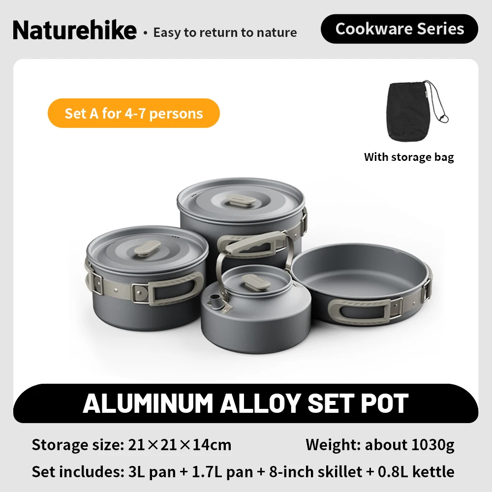 Naturehike Camping Cookware Kit Outdoor Frying Pan Portable Kettle Foldable Picnic Tableware Kitchen Utensils Cooking Utensils image 3