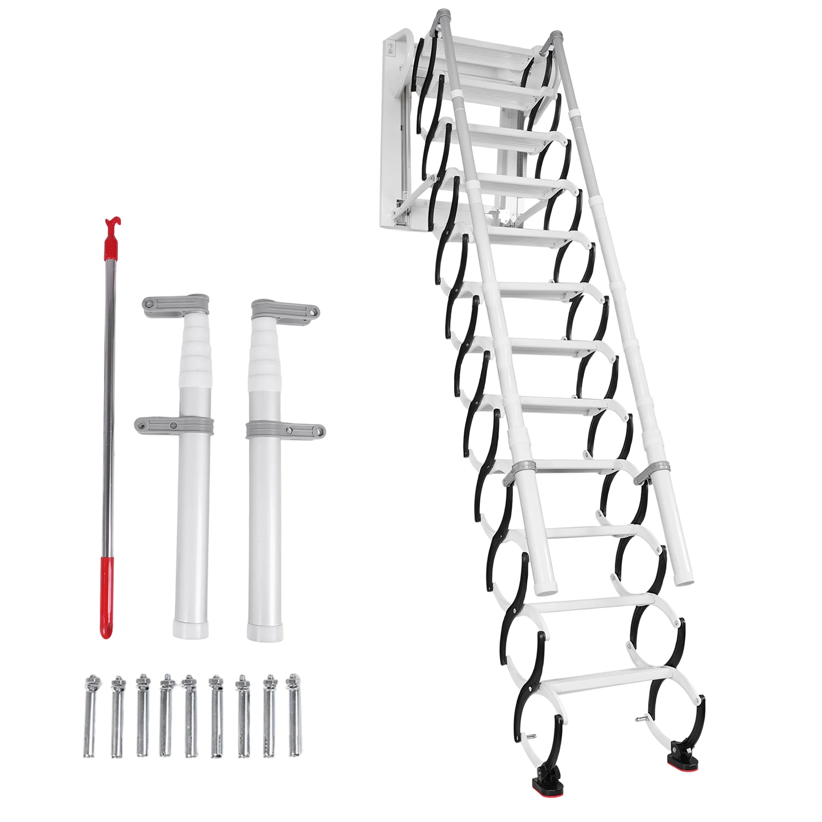 Wall-Mounted Folding Stairs Telescopic Attic Ladder (12 Steps 3.05-3.5M)