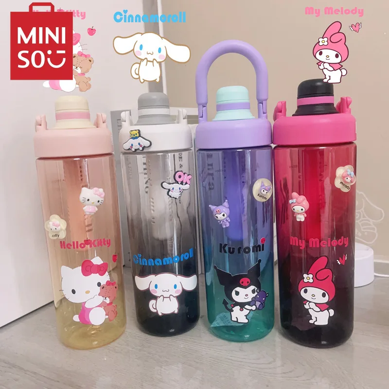 MINISO Sanrio Hot selling dopamine cartoon water cup large capacity creative plastic cup cute water bottle