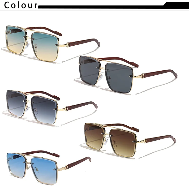 Vintage Men's Fashion Business Sunglasses UV400 Protection, Dual Bridge Casual Travel Gift Eyewear