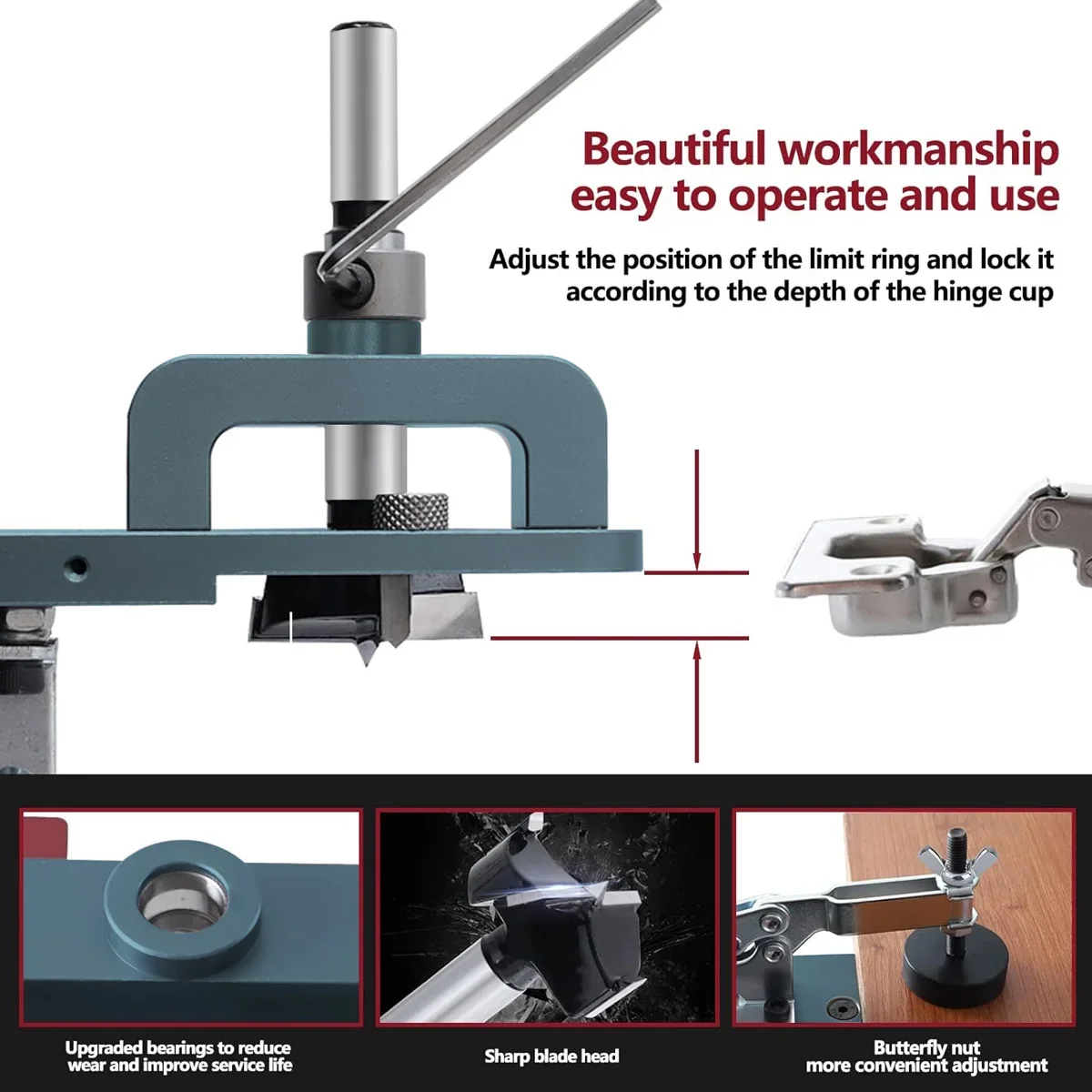 35mm Concealed Hinge Drilling Jig Set - Cabinet Door Hinge Hole Guide Template Opener Puncher Locator for DIY Projects Tools
