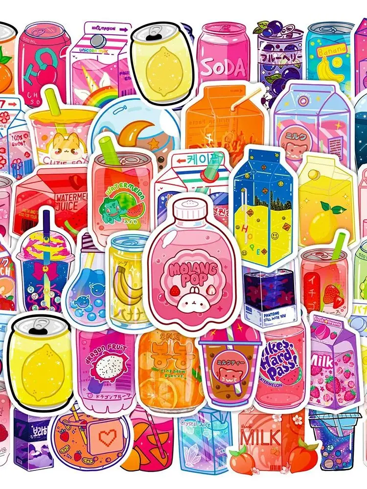 AliExpress 10/30/50PCS INS Style Cute Drink Aesthetic Stickers Cartoon Decal Laptop Guitar Luggage Bike