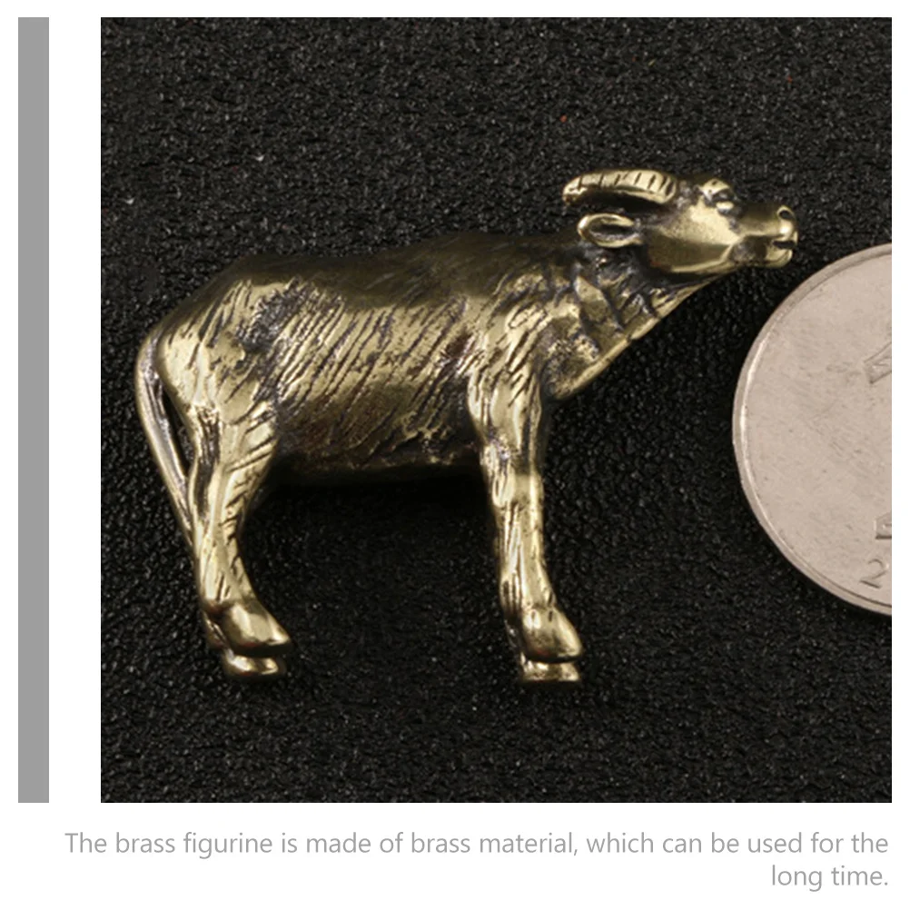 

1pc Brass Cattle Tea Pet Mini Statue Vintage Craft Desktop Decor For Office Study Home Garden Indoor Outdoor Tabletop Adornment