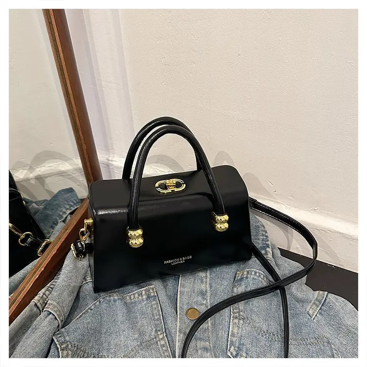 

2025 Niche Box Bag, Structured Top Handle Case for Women, Lock Clasp Shoulder Purse, Fashion Crossbody Tote, Day-to-Night Sling