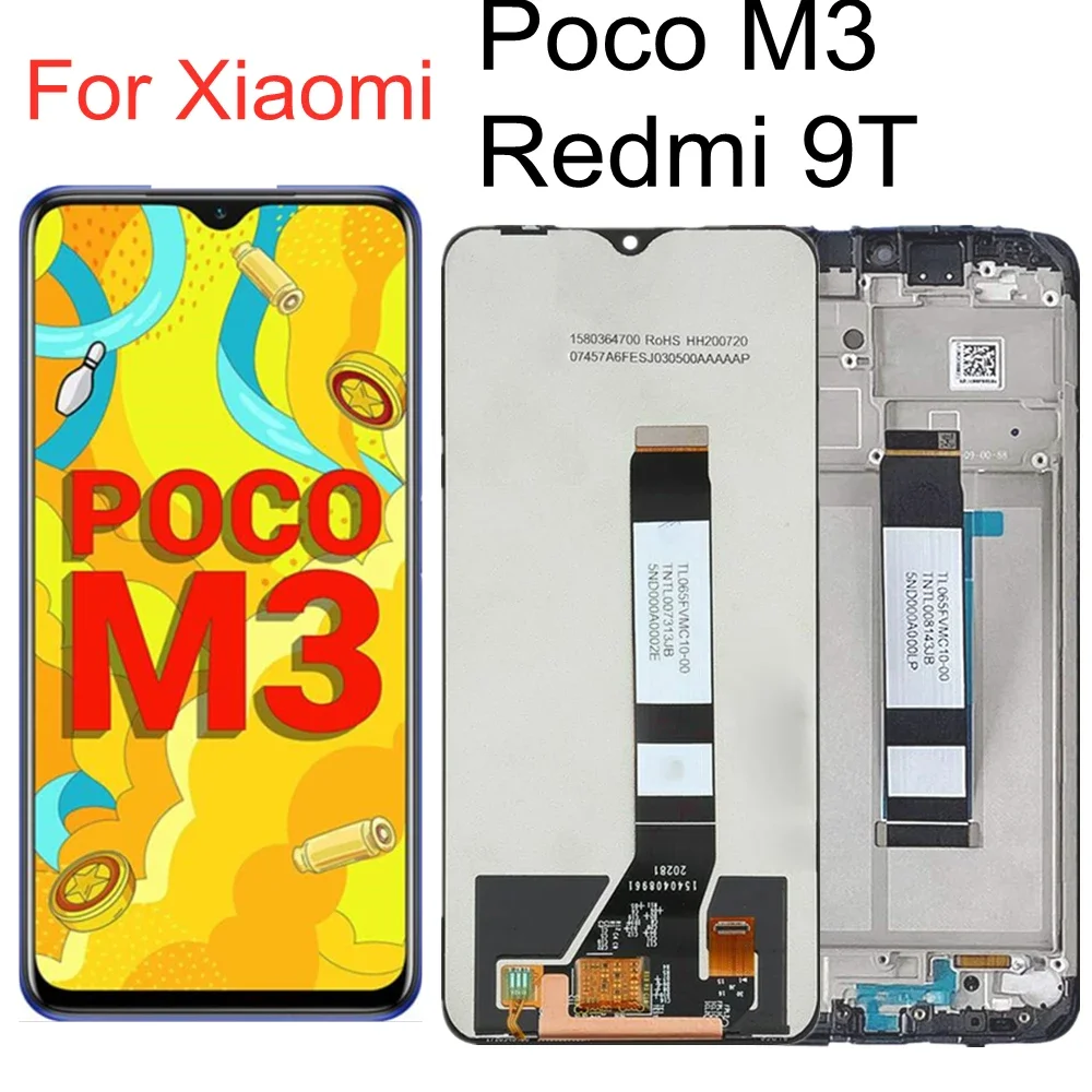 

ЖК-дисплей для Xiaomi POCO M3 M2010J19CG, ЖК-дисплей, замена сенсорного экрана в сборе для Redmi 9T M2010J19SG, M2010J19SY, ЖК-дисплей