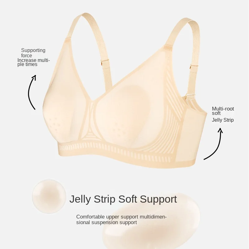 Seamless Underwear Female Rabbit Ears Ultra-thin Big Breasts Small Pair Breasts Anti-sagging Beautiful Back Bra  Women Bra