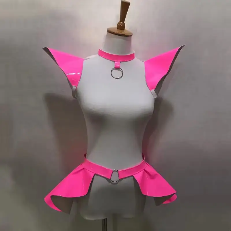 เรืองแสงเลเซอร์สีทองบินไหล่กระโปรงผู้หญิงประสิทธิภาพแจ๊สเต้นรําเสื้อผ้าบาร์ไนท์คลับ DJ Gogo Dancer เครื่องแต่งกาย