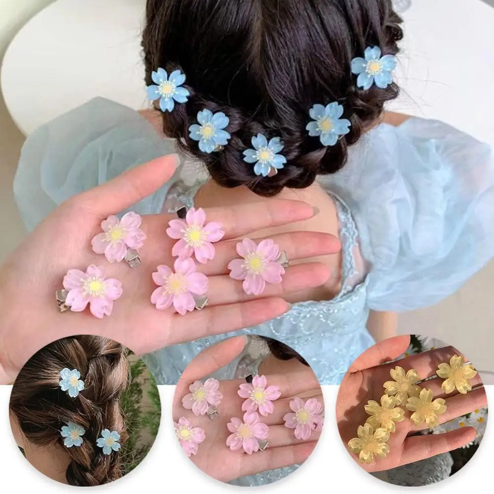 Cherry Blossom Hair Clip Children's Headdress Sweet Princess Braided Hair Clips Flower Side Clips Hair Accessories