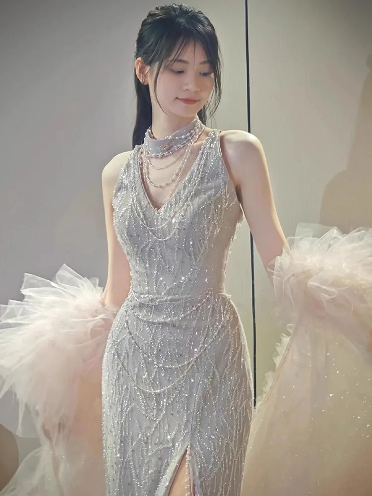 Vestido de Noiva E de Cauda de Peixe com Cintura Alta, Robe de Manhã, Vestido Longo para Festa de Noivado, Luxuoso e M...