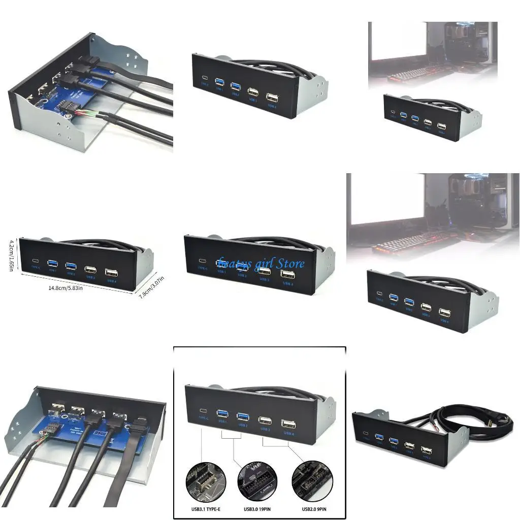 

C7AB Multiports USB Typec Hubs для 5,25 "ROM Drive Bay USB3.0/3.1