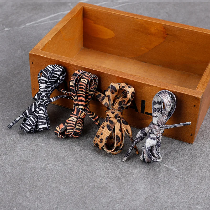 Klassische Schuhbänder mit Tiermuster, kreatives Unisex-Design, für Sneaker und Canvas-Schuhe, flache Schuhbänder mit Leoparden-, Zebra-, Tiger- und Schlangenmuster. – Detail 3