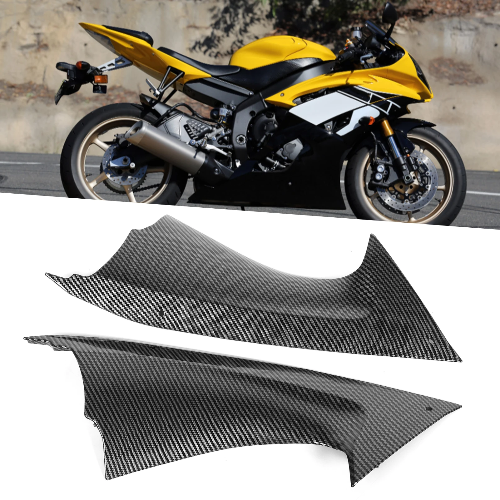 Carbon Fiber  Side Air Duct Cover Fairing Insert Part Fit for  YZF R6 2008‑2016 Motorcycle Fairing Insert Part