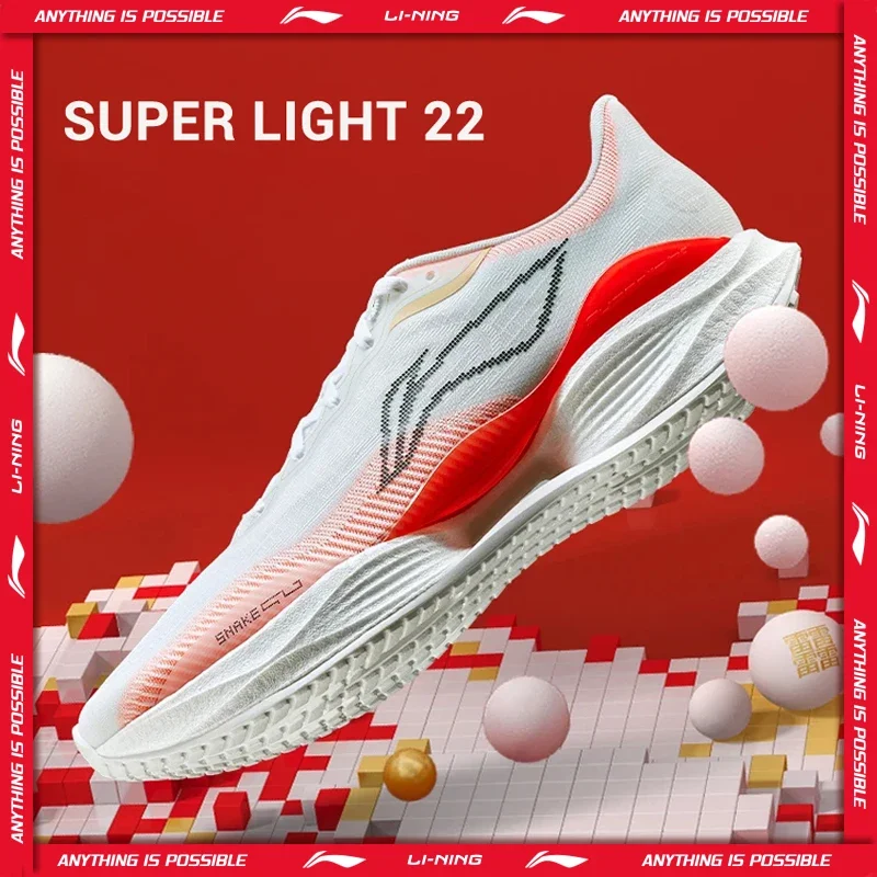 Li-Ning Men SUPER LIGHT 22 Light Running Shoes BOOM FIBER Cushion TEMPO BOUNSE LiNing Breathable Anti-Slip Sneakers ARBV001