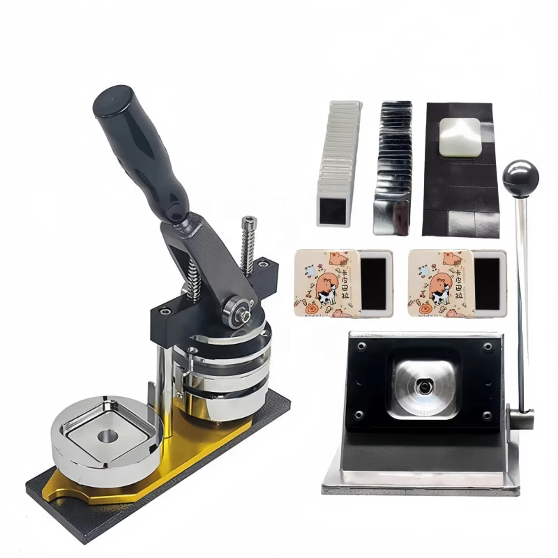 

Hot square 50*50mm Custom Photo Refrigerator Magnet Button Machine Steel Button Making