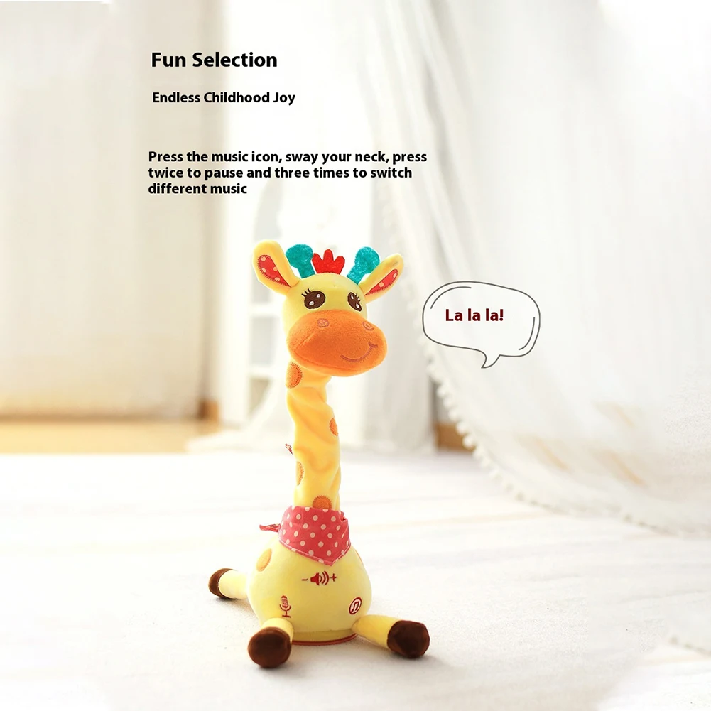 Morbidi giocattoli di peluche con giraffa Ripeti quello che dice Bella giraffa di peluche oscillante Volume regolabile Illumina la giraffa Giocattolo regalo per i bambini
