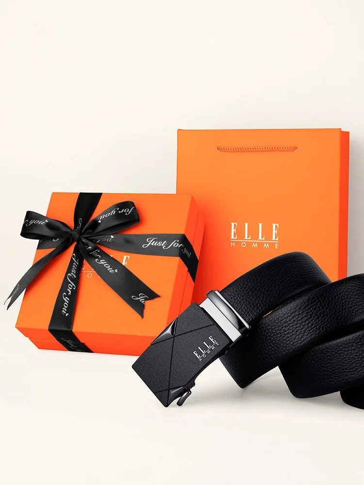 elle-homme-genuine-leather-belt-men's-waist-belt-high-end-brand-new-2025-model-youth-auatic-bule-smooth-surface